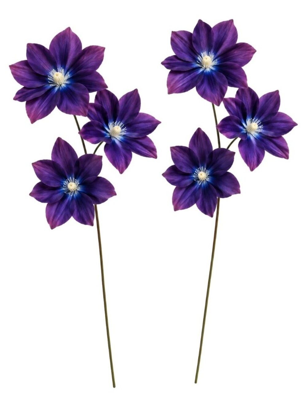 Purple Clematis Artificial Flowers 2 Stems Faux Clematis Spray Wedding Arch Flow